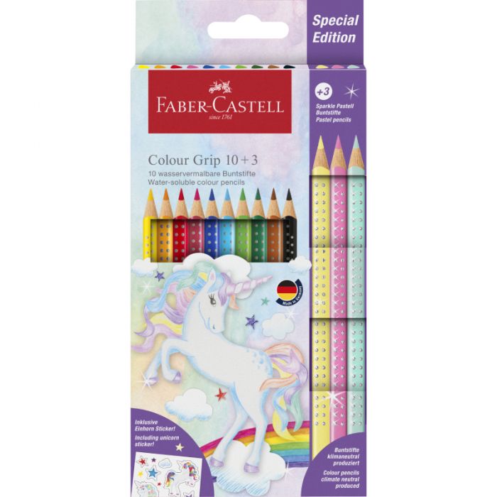 Faber Castell - Drvene Bojice Grip Unicorn + 3 Sparkle Pastel